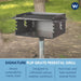 Wabash Valley Flip Grate Park Grill, model GR100N, installed on an inground post under shade trees, campsite grill for picnic sites