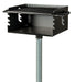 Wabash Valley Flip Grate Park Grill, model GR100N, black enamel steel firebox on an inground pedestal, in ground grill with 4 grate heights