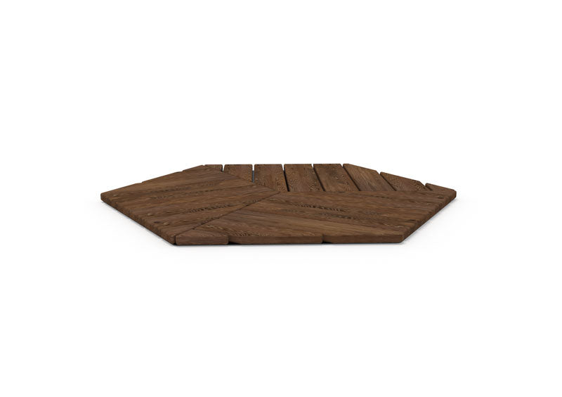 Thermory ash hexagon seat top from the Wabash Valley Liberty Modular Hexagon Seating Group, shown alone, model LB380N, honeycomb seating