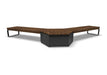 Wabash Valley Liberty Sectional Bench Set with Hexagon Seat, two Thermory ash bench sections joined by a hexagon seat on a black steel base, model LBB006N, sectional bench