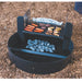 Wabash Valley Outdoor Fire Ring With Cooking Grate, Adjustable grate model GR103N, raised grill box with heat shields over half of a 30 inch ring, fire pit ring with grill