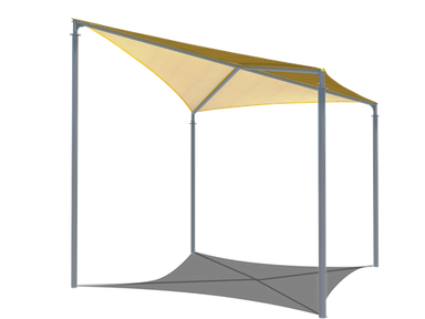 Outdoor USA Shade Wave Shade with beige top and gray base on a white background