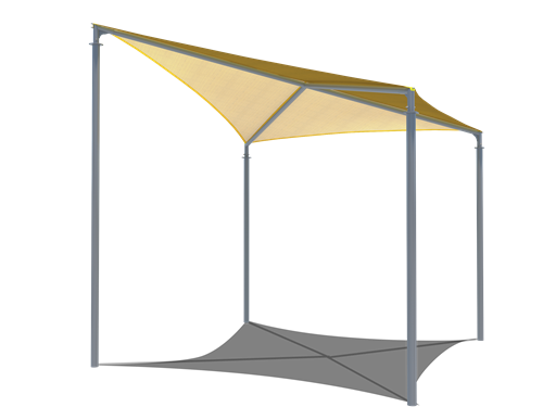 Outdoor USA Shade Wave Shade with beige top and gray base on a white background