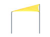 Yellow USA Shade Wave Shade with metal poles on a white background