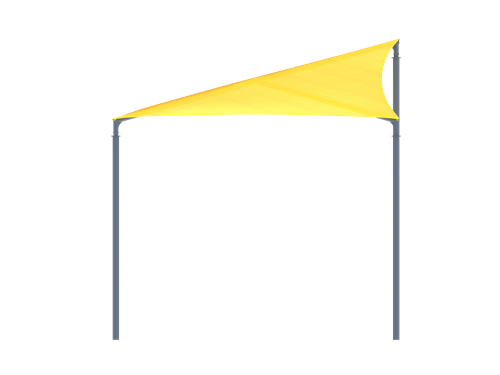 Yellow USA Shade Wave Shade with metal poles on a white background