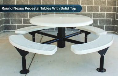 White MyTCoat Solid Top Nexus Picnic Table 4 Seat Surface Mount Studio Image