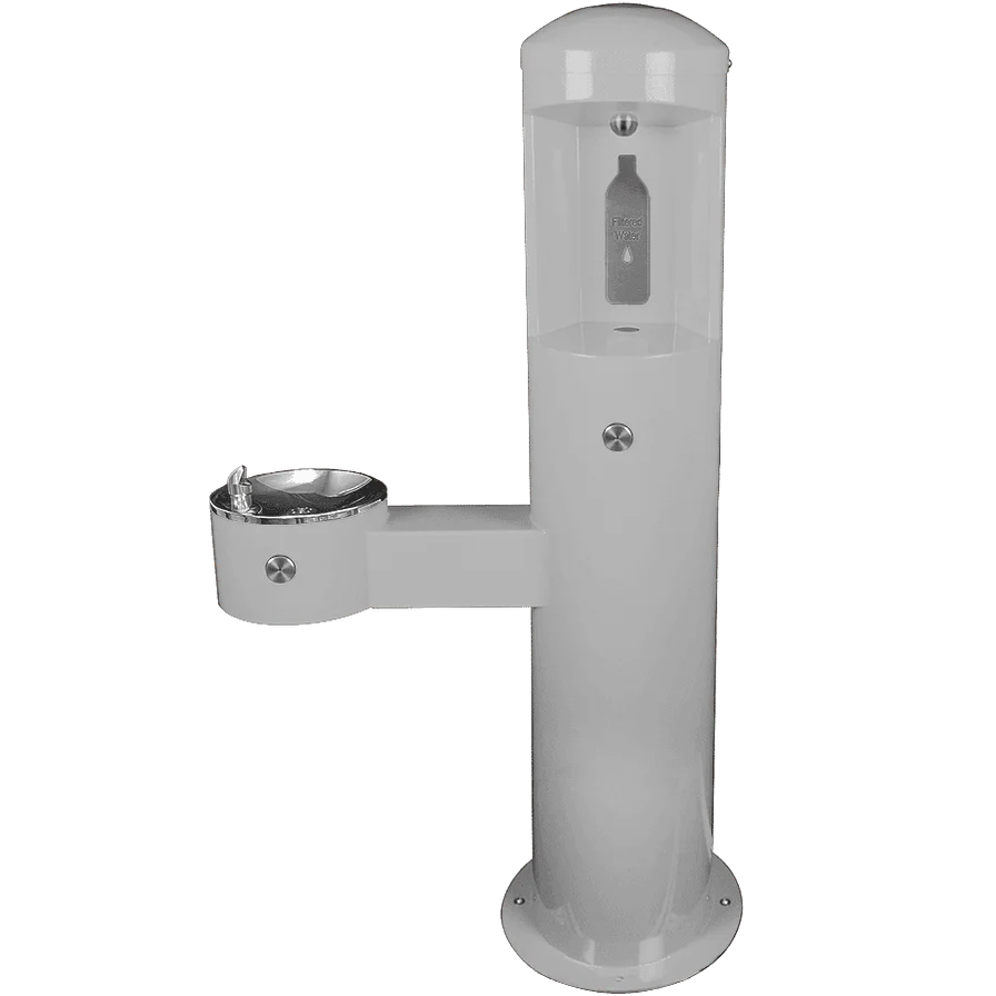 White Willoughby Stainless Front Approach Child Height Bottle Filler Drinking Fountain Studio Image
