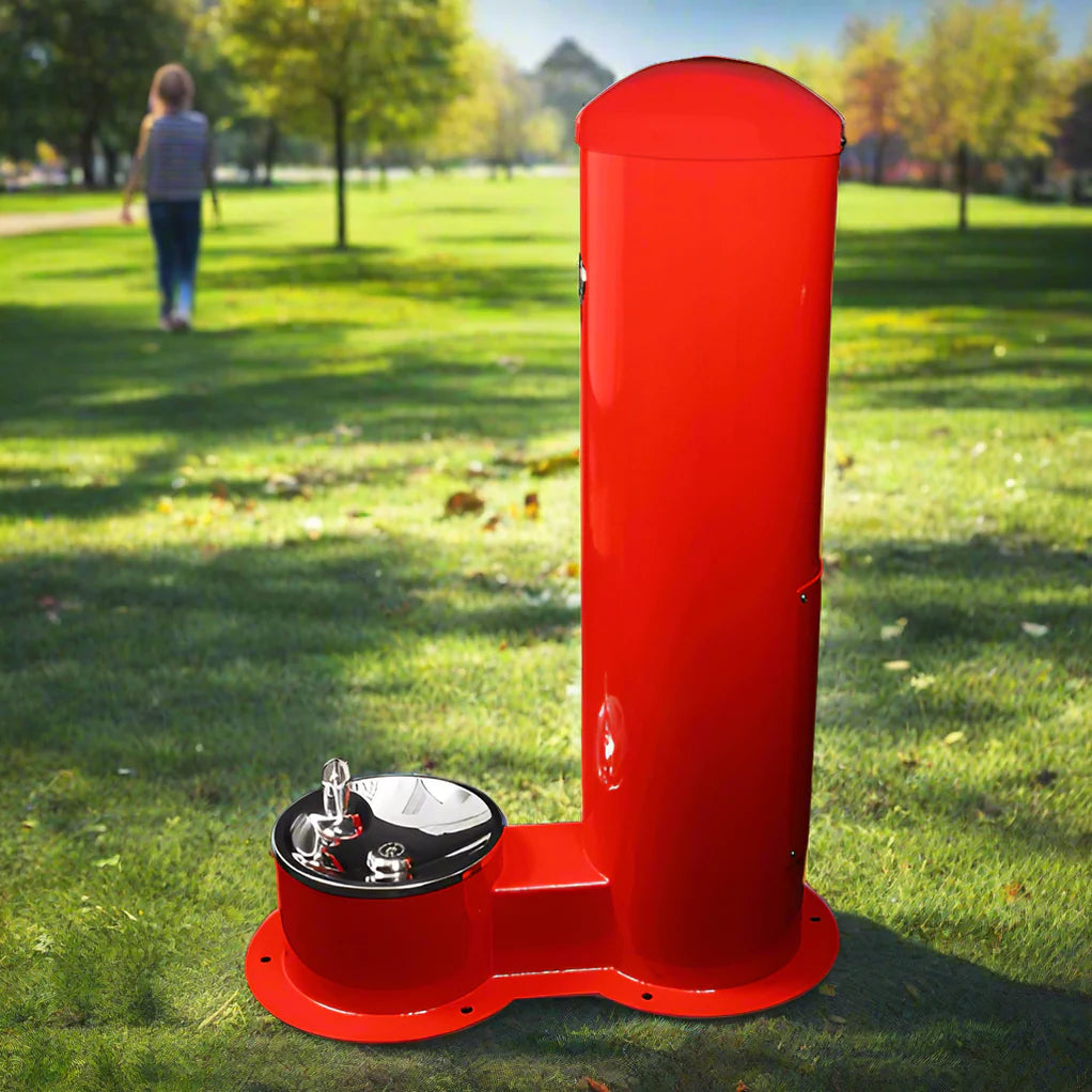 Willoughby Outdoor Pet Drinking Fountain Standard Unit on Grass Lifestyle Image