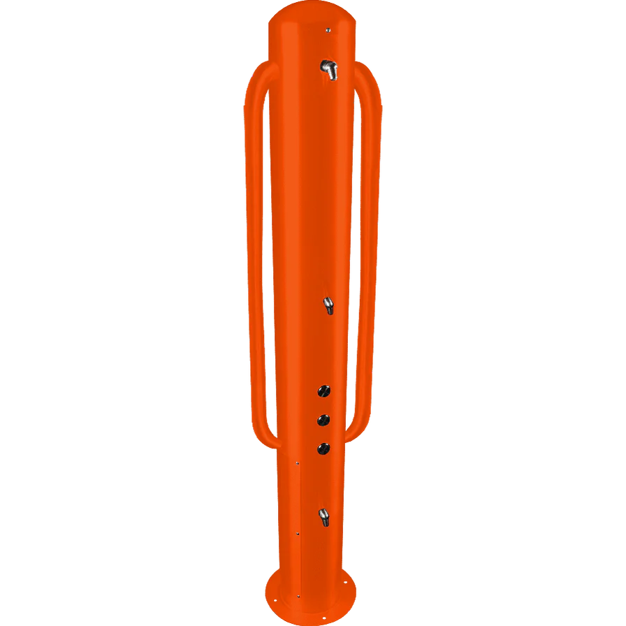 Orange Willoughby WODS-ADA outdoor shower tower studio view showing ADA features