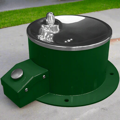 Willoughby Stainless Dog Bowl Water Fountain on a concrete surface with grass in the background