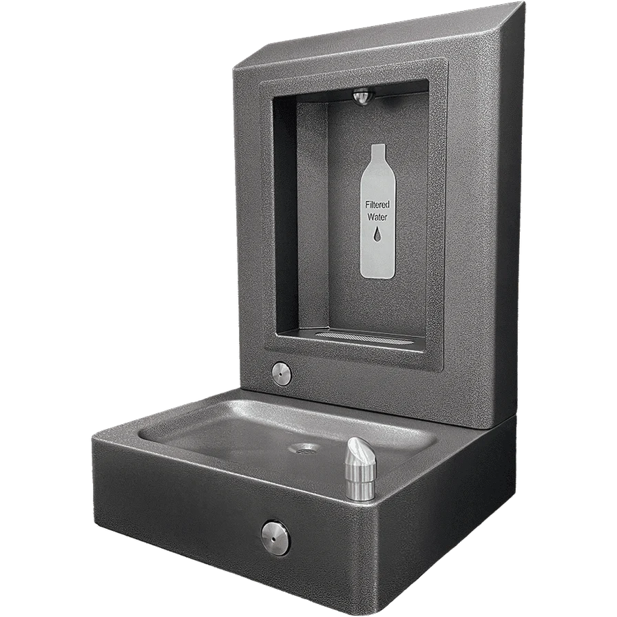  Wiloughby Stainless Wall-Mounted Bottle Filling Station with Drinking Fountain Rear Mounted Studio Image