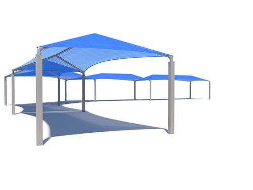 Blue outdoor USA Shade Wrap-around Hip tent on a white background