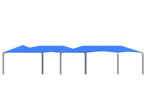 Blue USA Shade Wrap-around Hip tent with metal frame on a white background