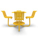 Yellow Wabash Valley Camino Round Bar Height Table, perforated plastisol top at bar height, four seats with backs, foot ring, portable, model CM225Q, commercial outdoor bar table