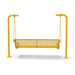 Yellow Wabash Valley Estate Diamond Swing Bench, back view, plastisol-coated steel seat on inground posts, metal swing bench