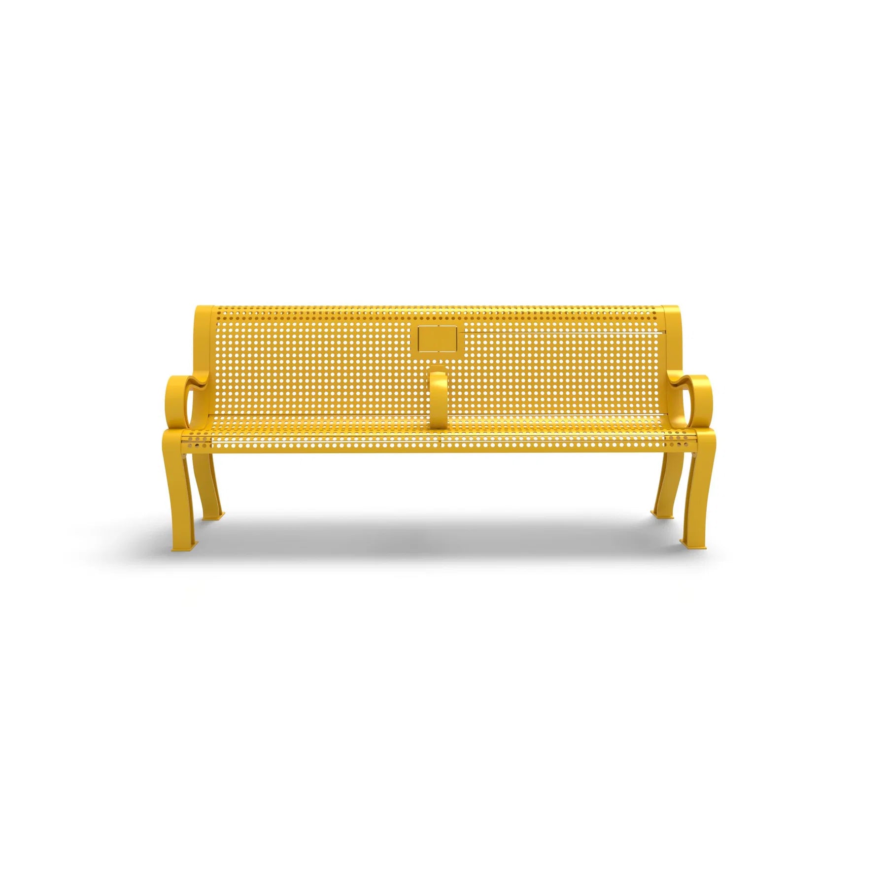 Yellow Wabash Valley Estate Perforated Memorial Bench, garden memorial bench with a blank plaque