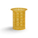 Yellow Wabash Valley Flared Commercial Trash Receptacle, Ribbed, plastisol coated steel with a flared top, model FR400R, outdoor trash receptacle