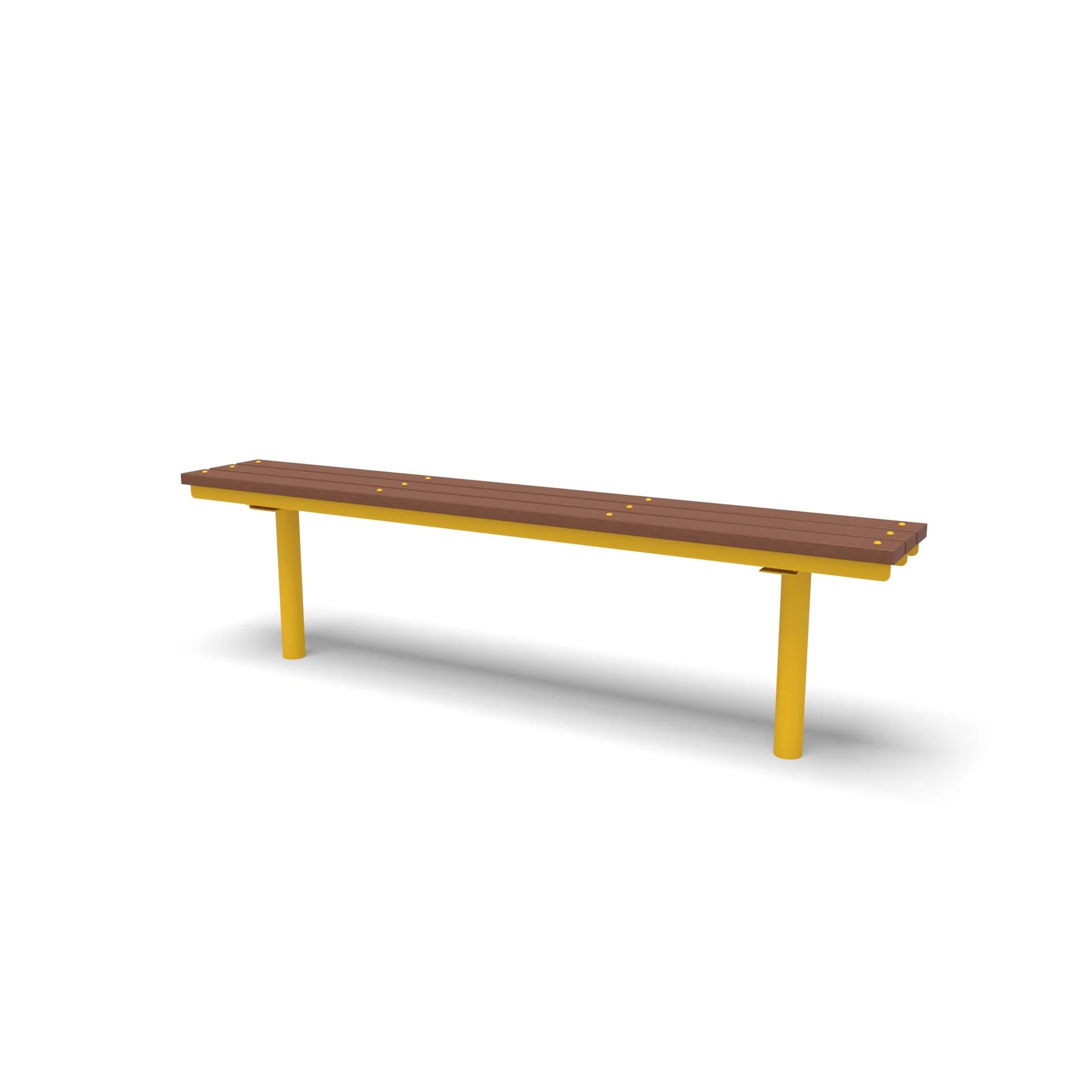 Yellow Wabash Valley Rinnova Recycled Plastic Backless Bench with Cedar planks, Inground mount, dugout bench