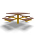Yellow Wabash Valley Rinnova Square Picnic Table, 4 Seats, Surface Mount, Cedar recycled plastic planks, beer garden table