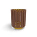 Yellow Wabash Valley Rinnova Trash Receptacle, Cedar Slats, recycled plastic planks on a yellow powder-coated steel frame, model RV300G, eco friendly trash can