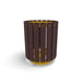 Yellow Wabash Valley Rinnova Trash Receptacle, Milwaukee Brown Slats, recycled plastic planks on a yellow powder-coated steel frame, model RV300G, recycled plastic trash receptacle