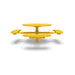 Yellow Wabash Valley Signature Round Pedestal Picnic Table, Perforated, Standard - ADA Accessible - Inground, in plastisol-coated steel, model SG250P, round outdoor metal table