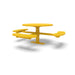 Yellow Wabash Valley Signature Round Pedestal Picnic Table, Perforated, Standard - ADA Accessible - Surface Mount, in plastisol-coated steel, model SG249P, round outdoor metal table