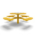 Yellow Wabash Valley Signature Round Pedestal Picnic Table, Perforated, Chessboard - 4 Seats - Inground, in plastisol-coated steel, model SP210P, park chess table