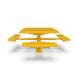 Yellow Wabash Valley Signature Square Pedestal Picnic Table, Diamond, Standard - 4 Seats - Surface Mount - 46 Inch, in plastisol-coated steel, model SG229D, business patio furniture