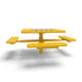 Yellow Wabash Valley Signature Square Pedestal Picnic Table, Perforated, Chessboard - ADA Accessible - Inground - 46 Inch, in plastisol-coated steel, model SP230P, outdoor checkers table