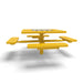 Yellow Wabash Valley Signature Square Pedestal Picnic Table, Perforated, Chessboard - 4 Seats - Inground - 46 Inch, in plastisol-coated steel, model SP225P, chess and checkers table