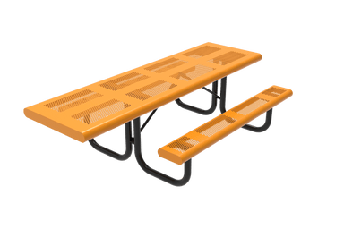 Yellow 8 Foot MyTCoat ADA Accessible Rolled Rectangular LX Picnic Table Punched Steel Studio Image