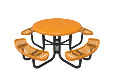Yellow MyTCoat 4 Seat Round Solid Top Portable Picnic Table Expanded Metal Studio Image