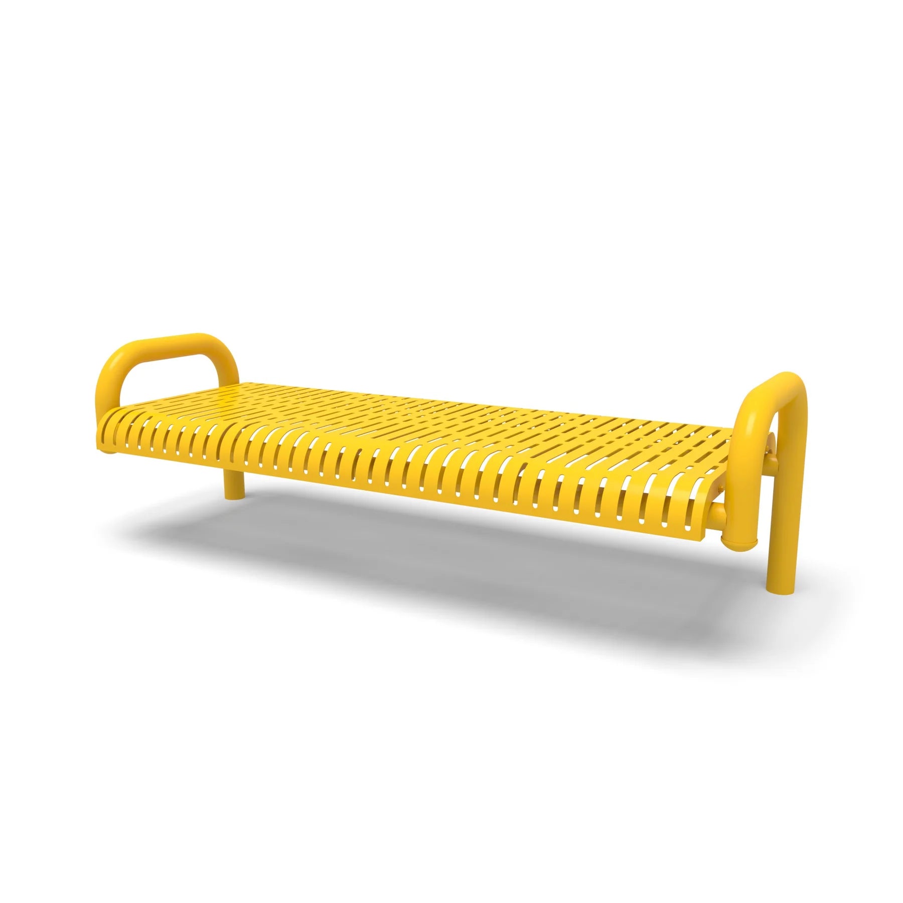 Yellow Wabash Valley Contemporary RIbbed Steel Backless Bench with Inground Mount Studio Image