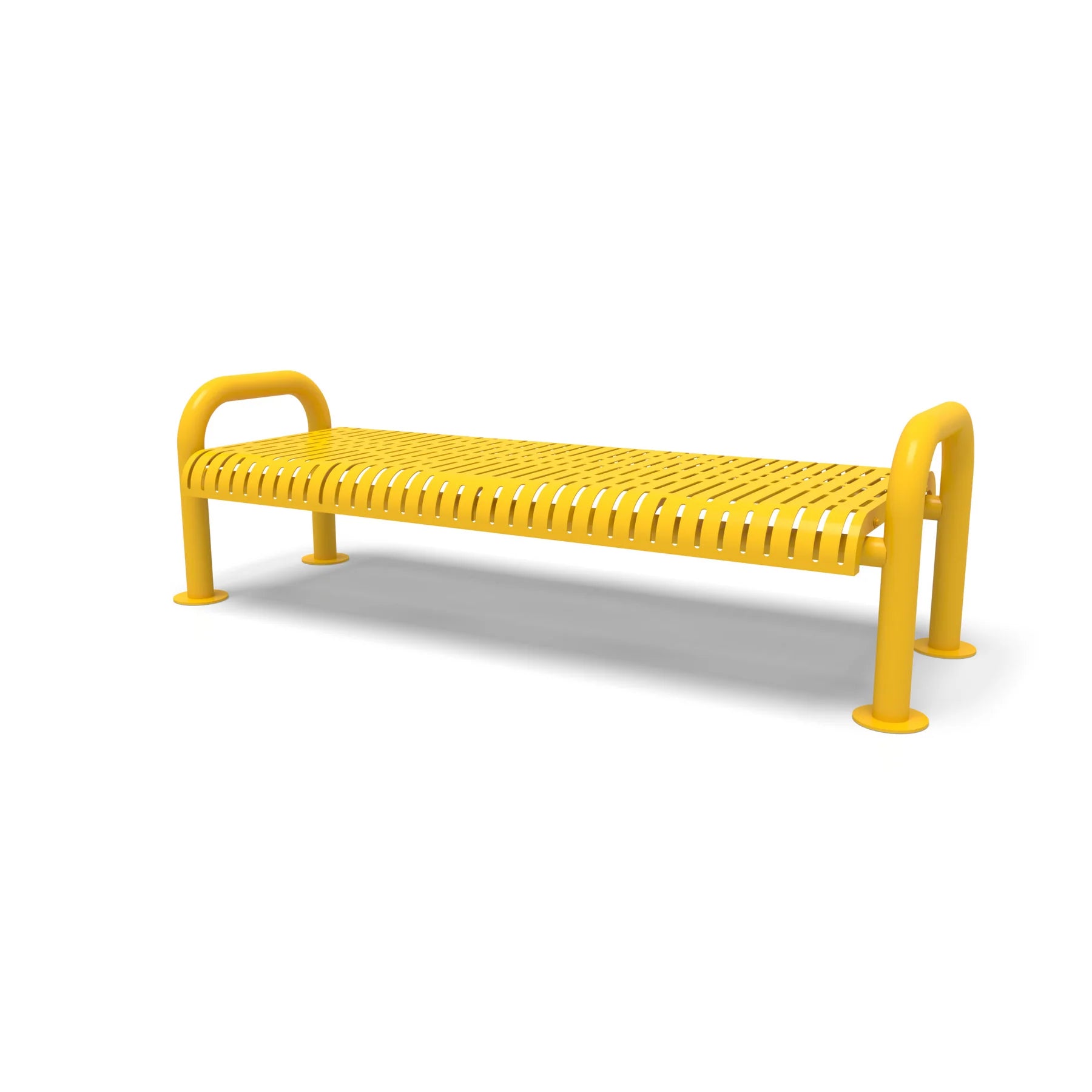 Yellow Wabash Valley Contemporary Ribbed Steel Backless Bench with Surface Mount Studio Image