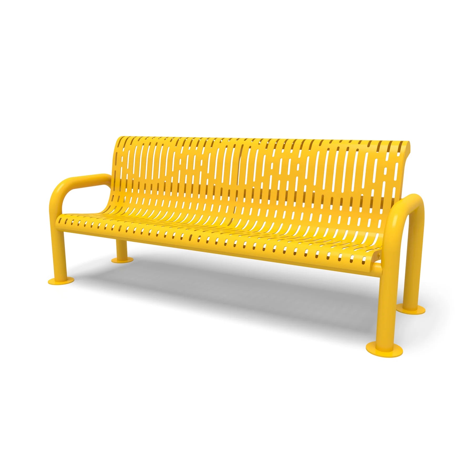 Yellow Wabash Valley Contemporary Ribbed Steel Bench Surface Mount Studio Image