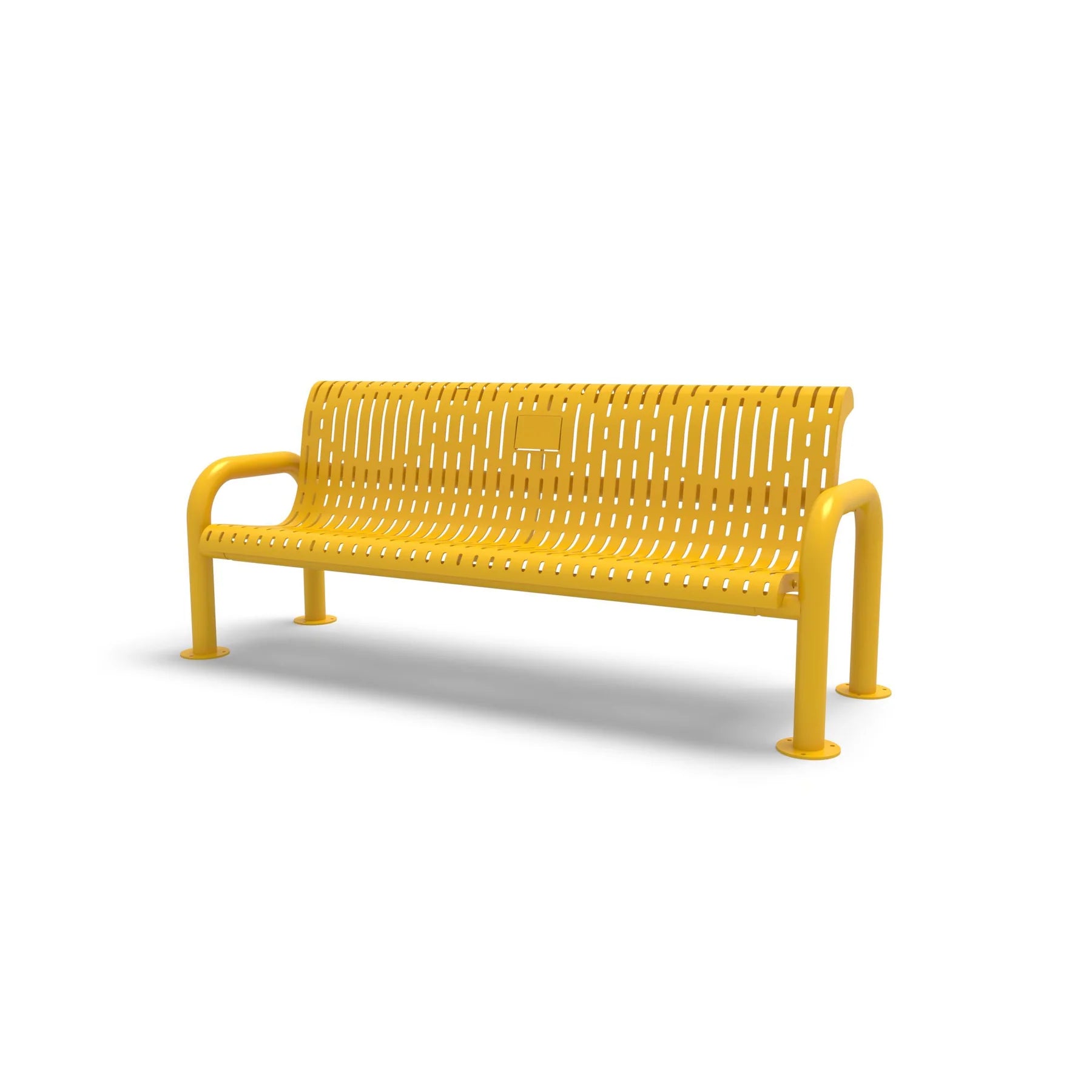 Yellow Wabash Valley Contemporary Ribbed steel Memorial Bench with Surface Mount studio image