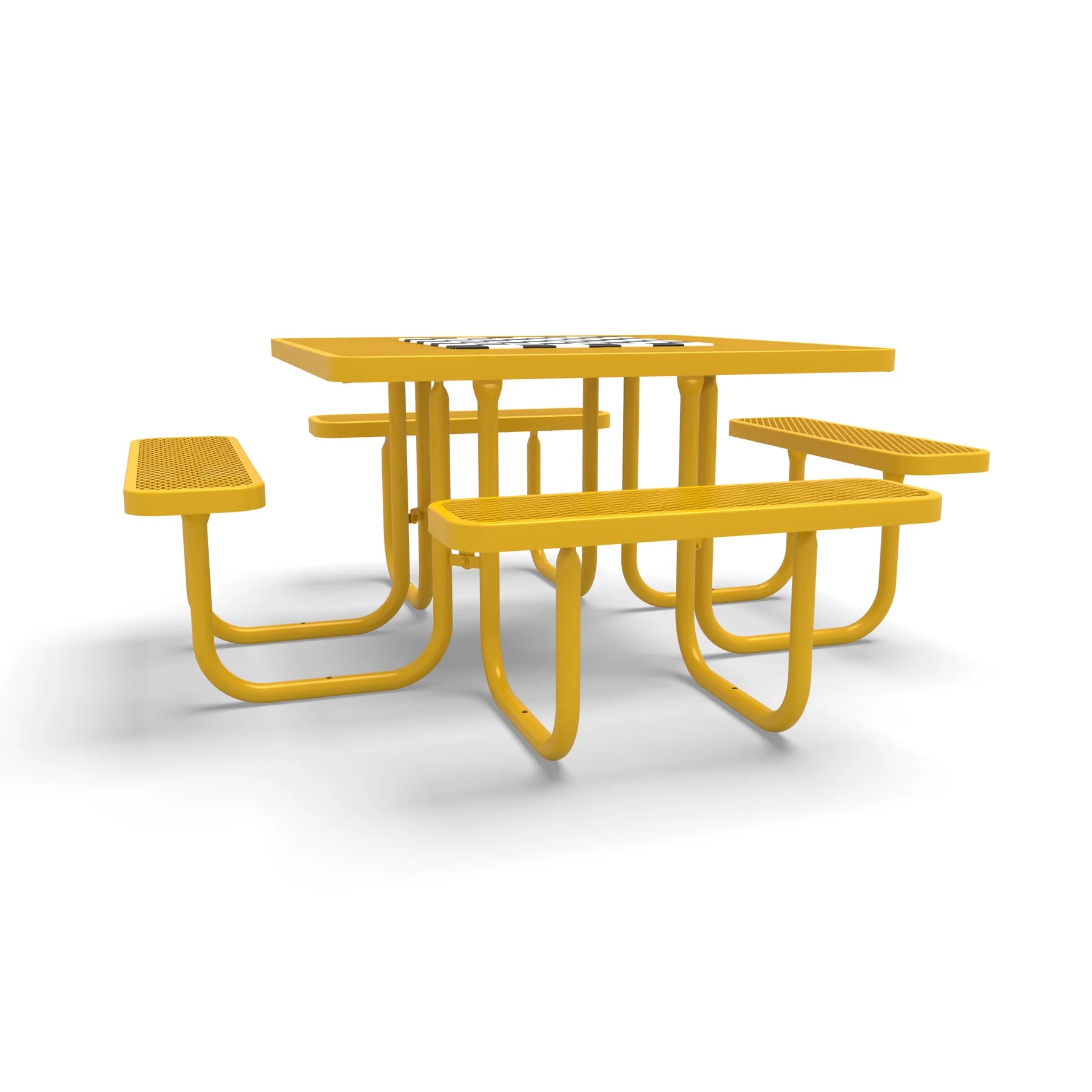 Yellow Wabash Valley Signature Square Diamond Metal Portable Picnic Table with Chessboard Top