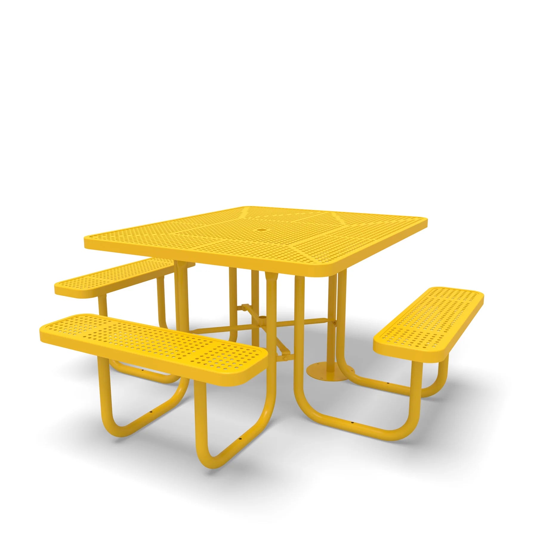 Yellow Wabash Valley Signature Square Perforated Metal Portable Picnic Table with ADA Accessible Seating