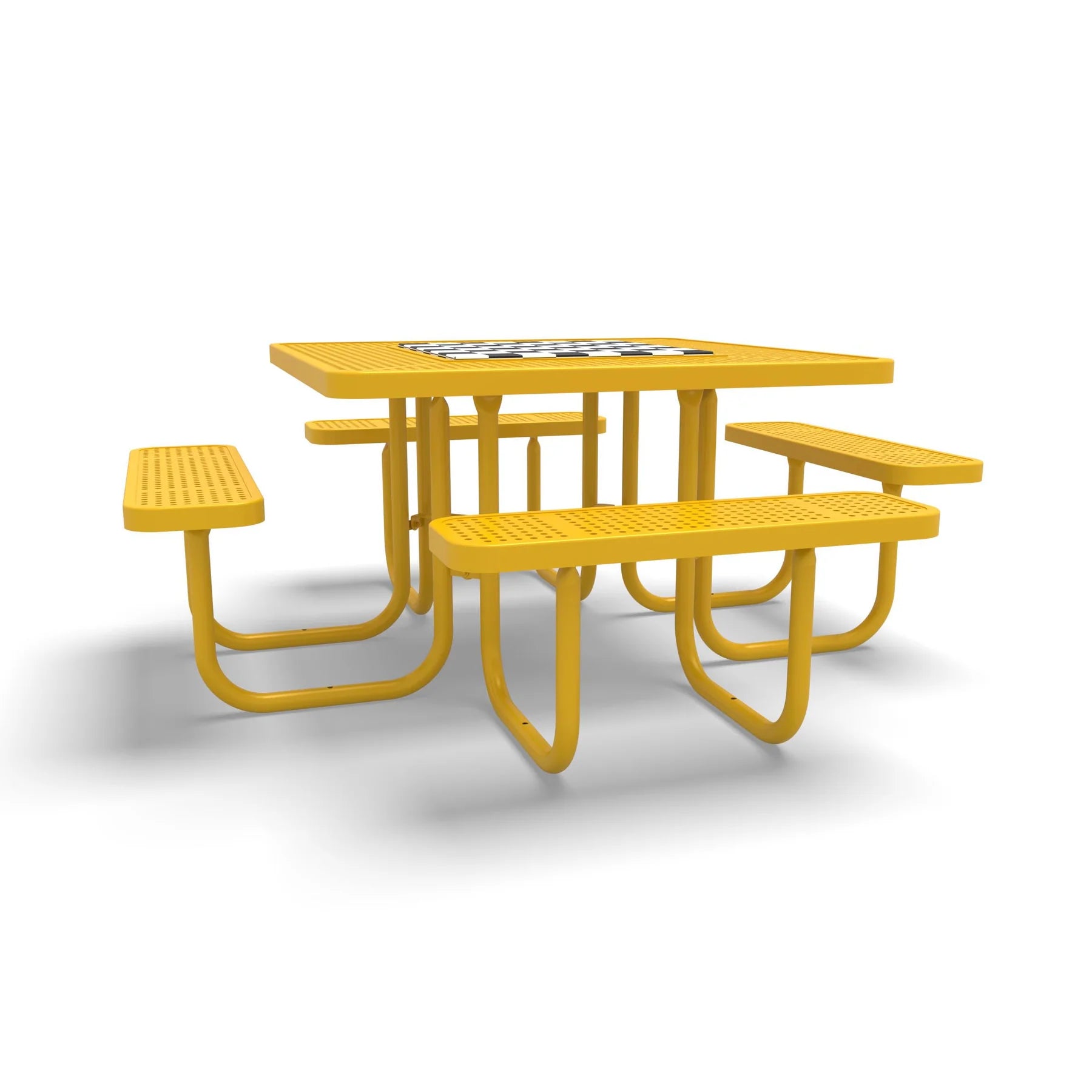 Yellow Wabash Valley Signature Square Perforated Metal Portable Picnic Table with Chessboard Top