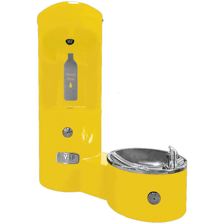 Yellow Willoughby Wall-Mounted Water Bottle Filling Station with 1 Drinking Fountain Studio Image